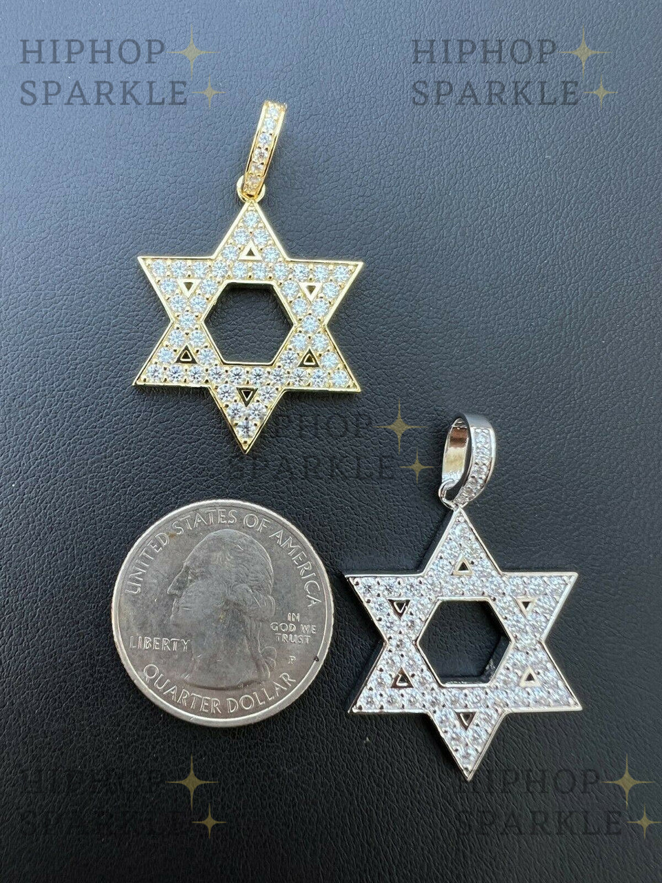 Moissanite Iced Out Magen Star of David Pendant - 14k Gold Vermeil & 925 Silver