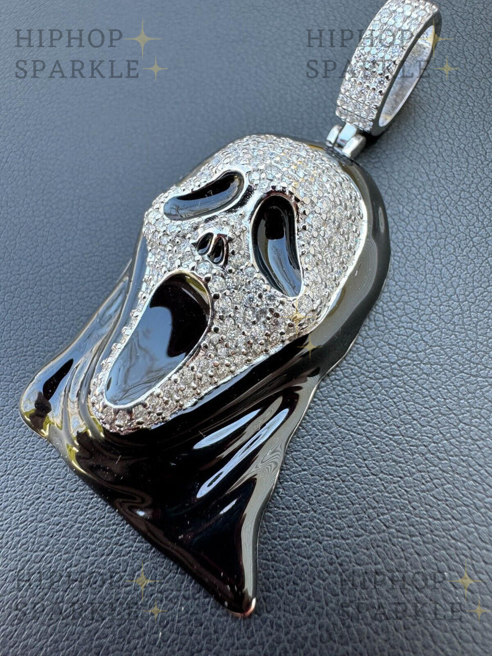 Moissanite Scream Mask Ghostface Iced Pendant - 14k Gold Vermeil & 925 Silver