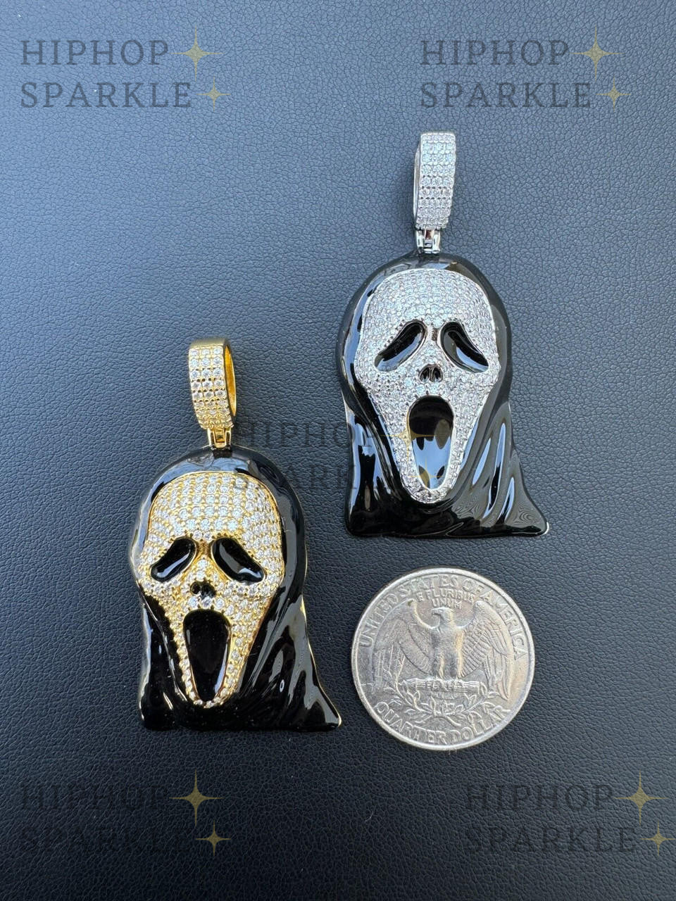 Moissanite Scream Mask Ghostface Iced Pendant - 14k Gold Vermeil & 925 Silver