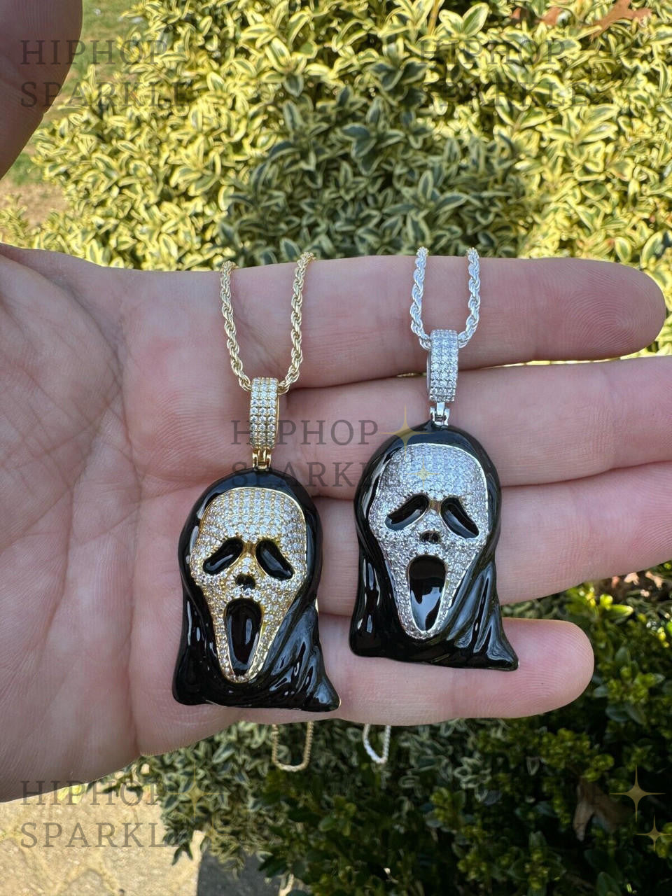 Moissanite Scream Mask Ghostface Iced Pendant - 14k Gold Vermeil & 925 Silver