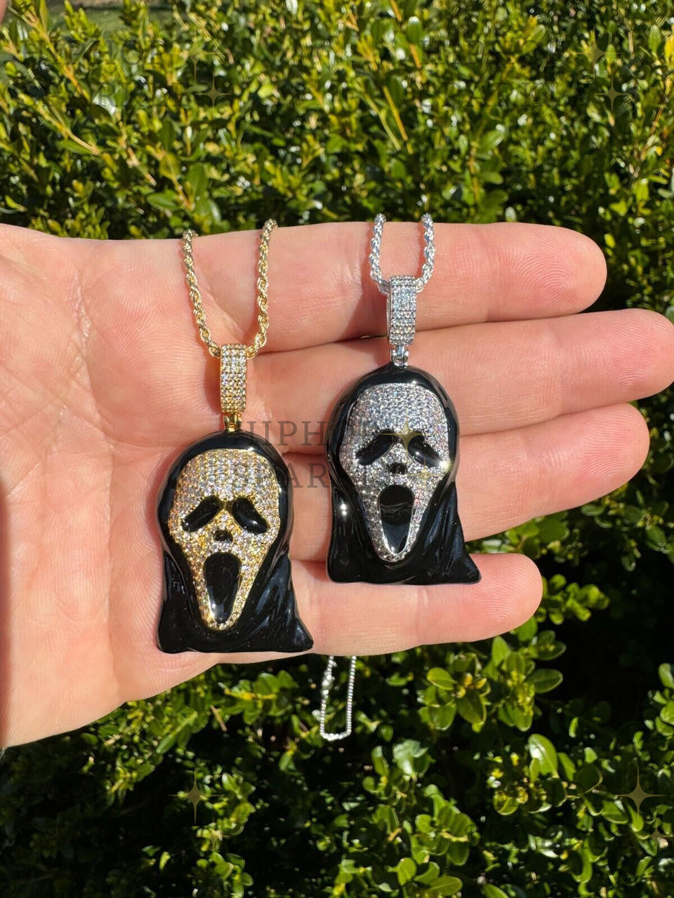 Moissanite Scream Mask Ghostface Iced Pendant - 14k Gold Vermeil & 925 Silver