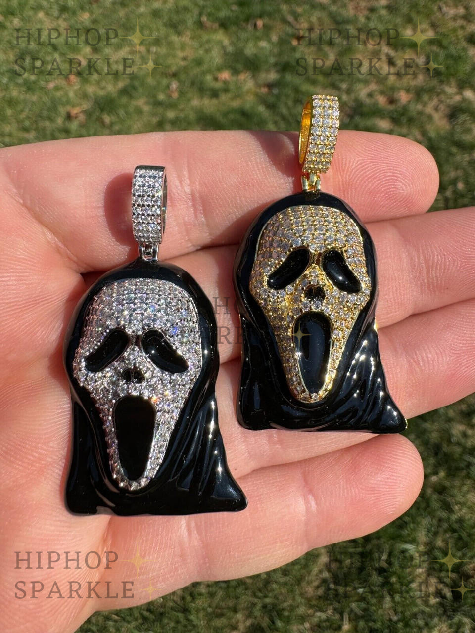 Moissanite Scream Mask Ghostface Iced Pendant - 14k Gold Vermeil & 925 Silver