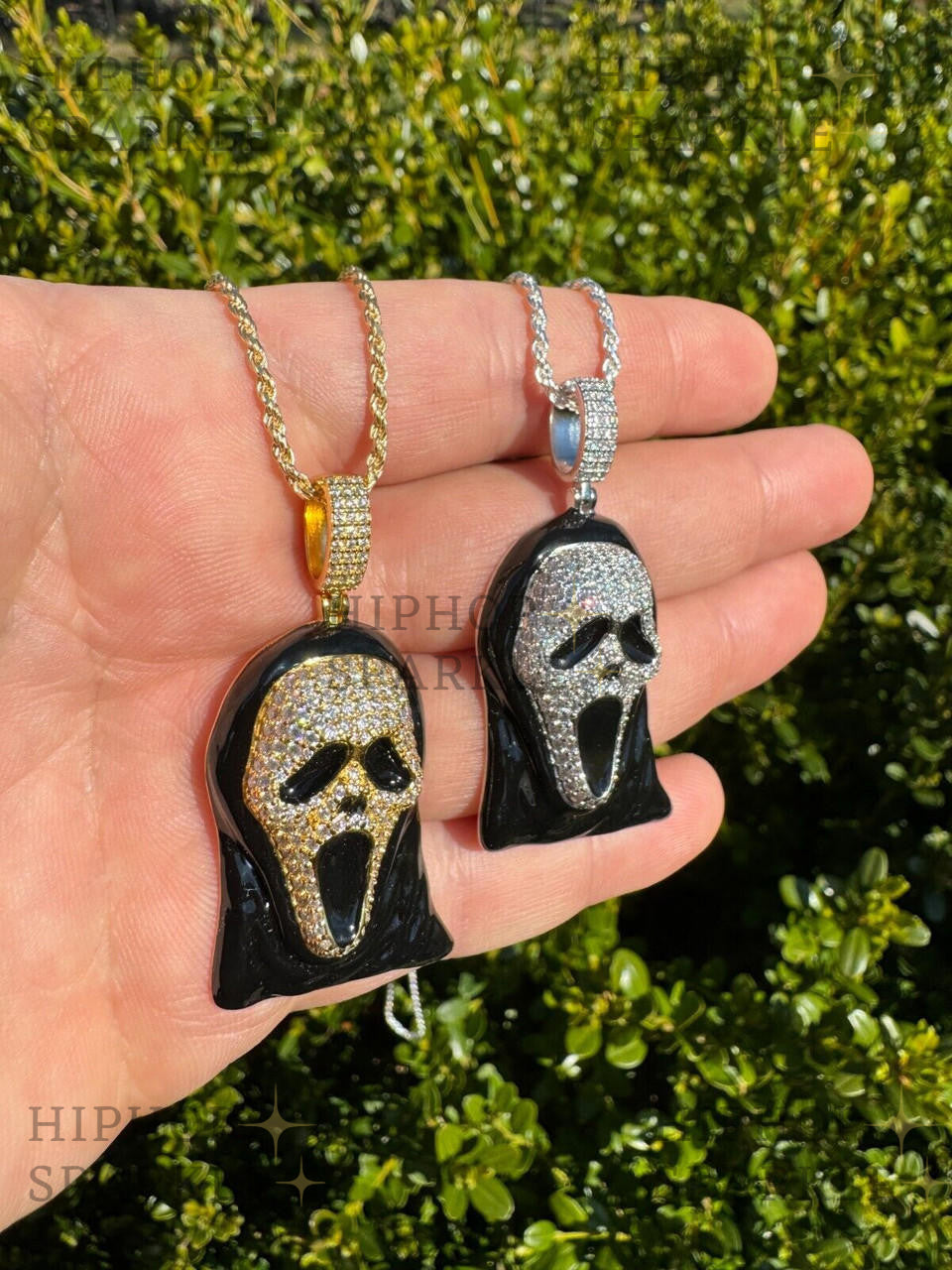 Moissanite Scream Mask Ghostface Iced Pendant - 14k Gold Vermeil & 925 Silver