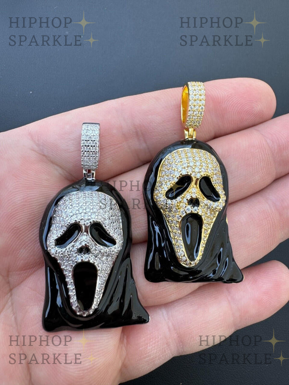 Moissanite Scream Mask Ghostface Iced Pendant - 14k Gold Vermeil & 925 Silver