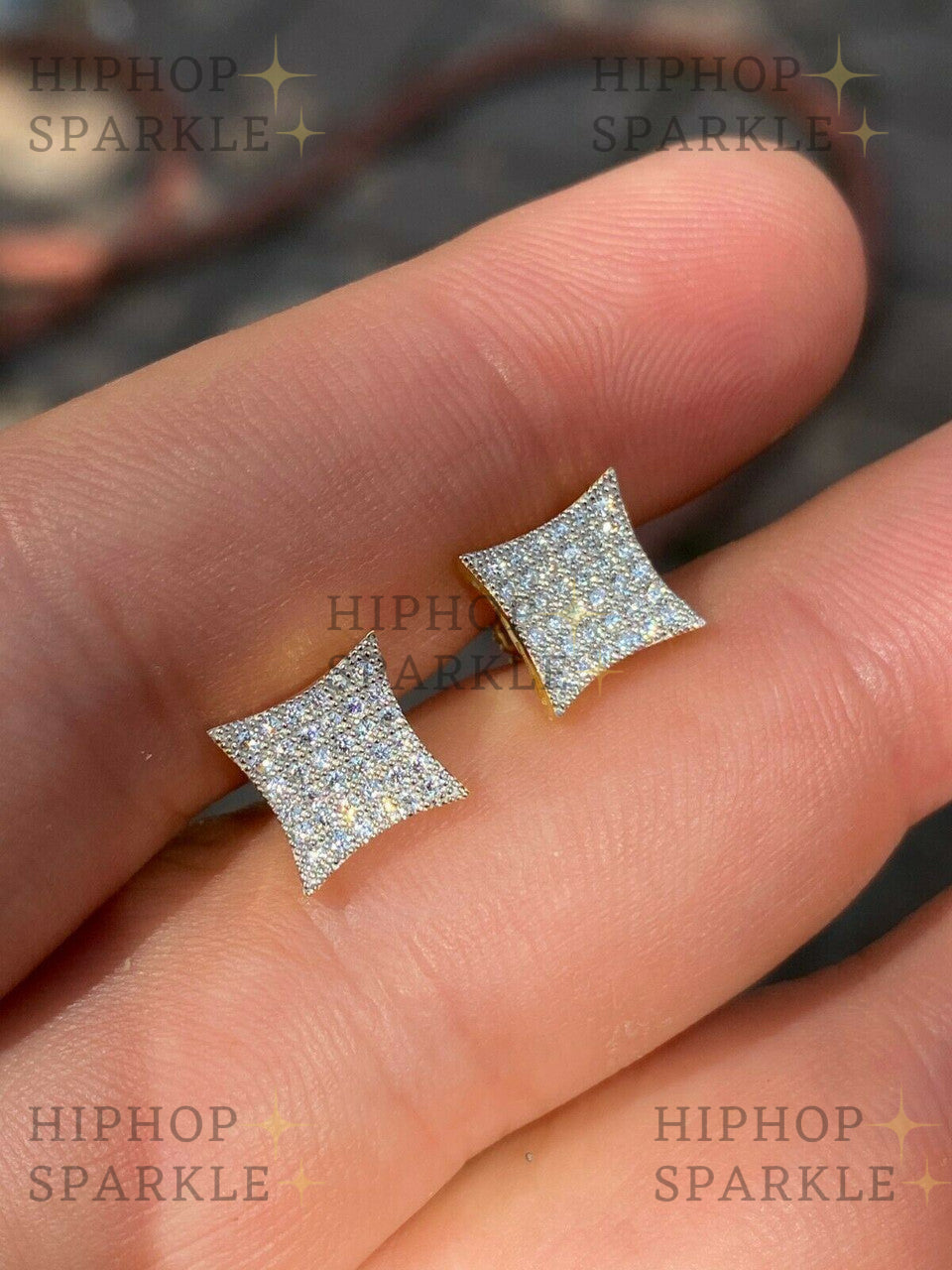 Moissanite Modern Kite Earrings - 14k Gold Vermeil & 925 Silver, 9mm