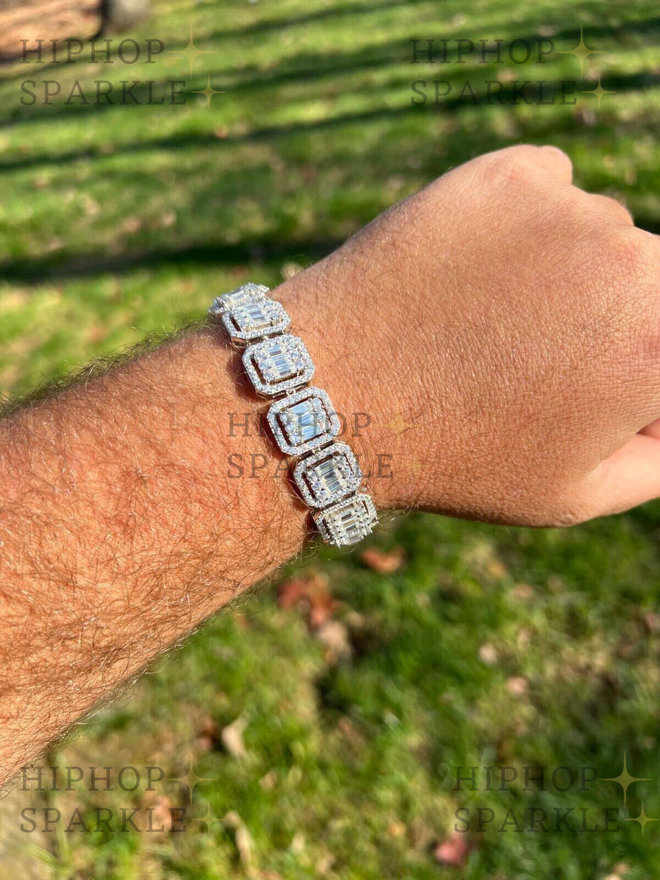 Moissanite Baguette Custom Rapper Bracelet Iced Out - 925 Silver - 16mm