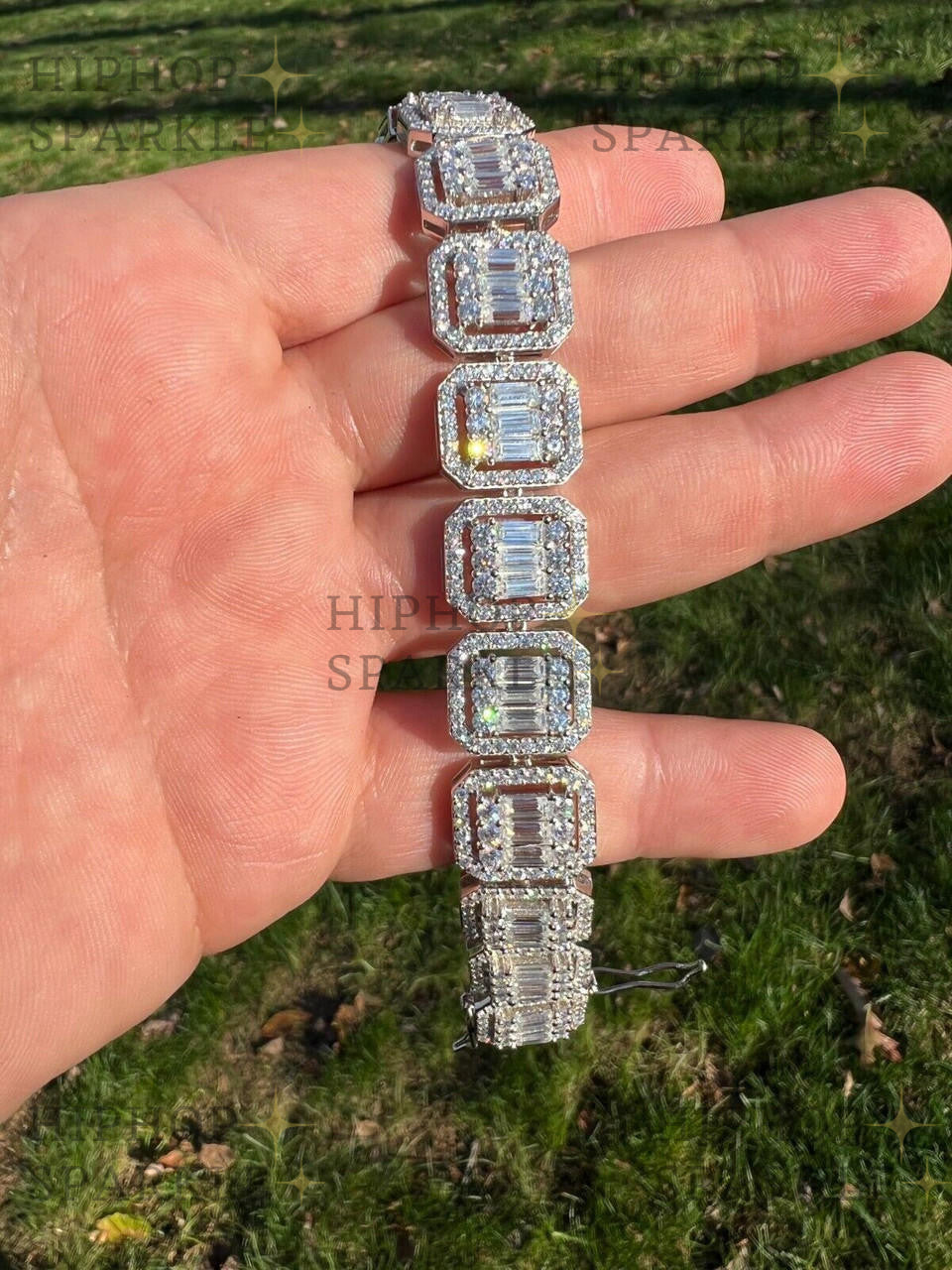 Moissanite Baguette Custom Rapper Bracelet Iced Out - 925 Silver - 16mm