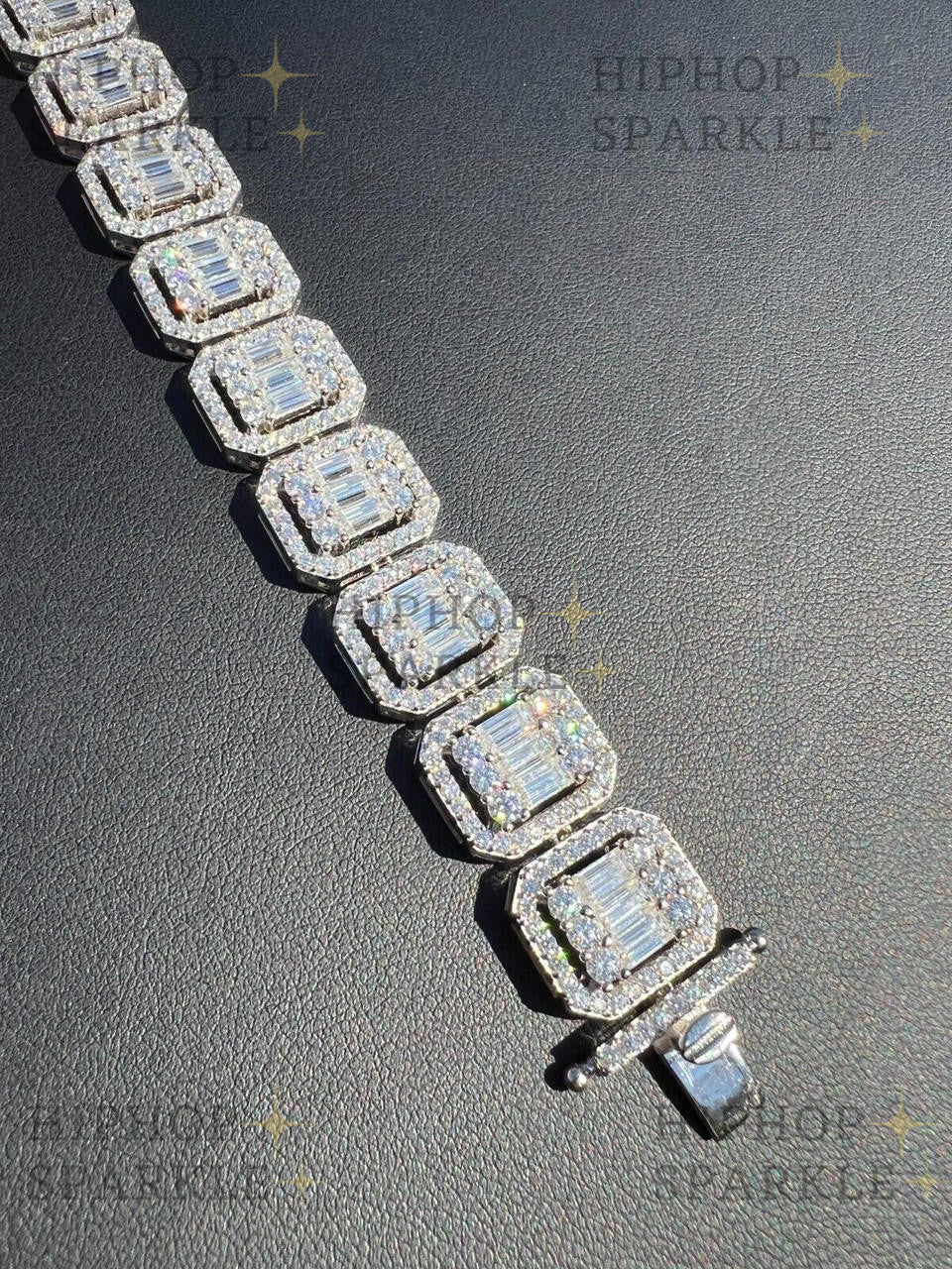 Moissanite Baguette Custom Rapper Bracelet Iced Out - 925 Silver - 16mm