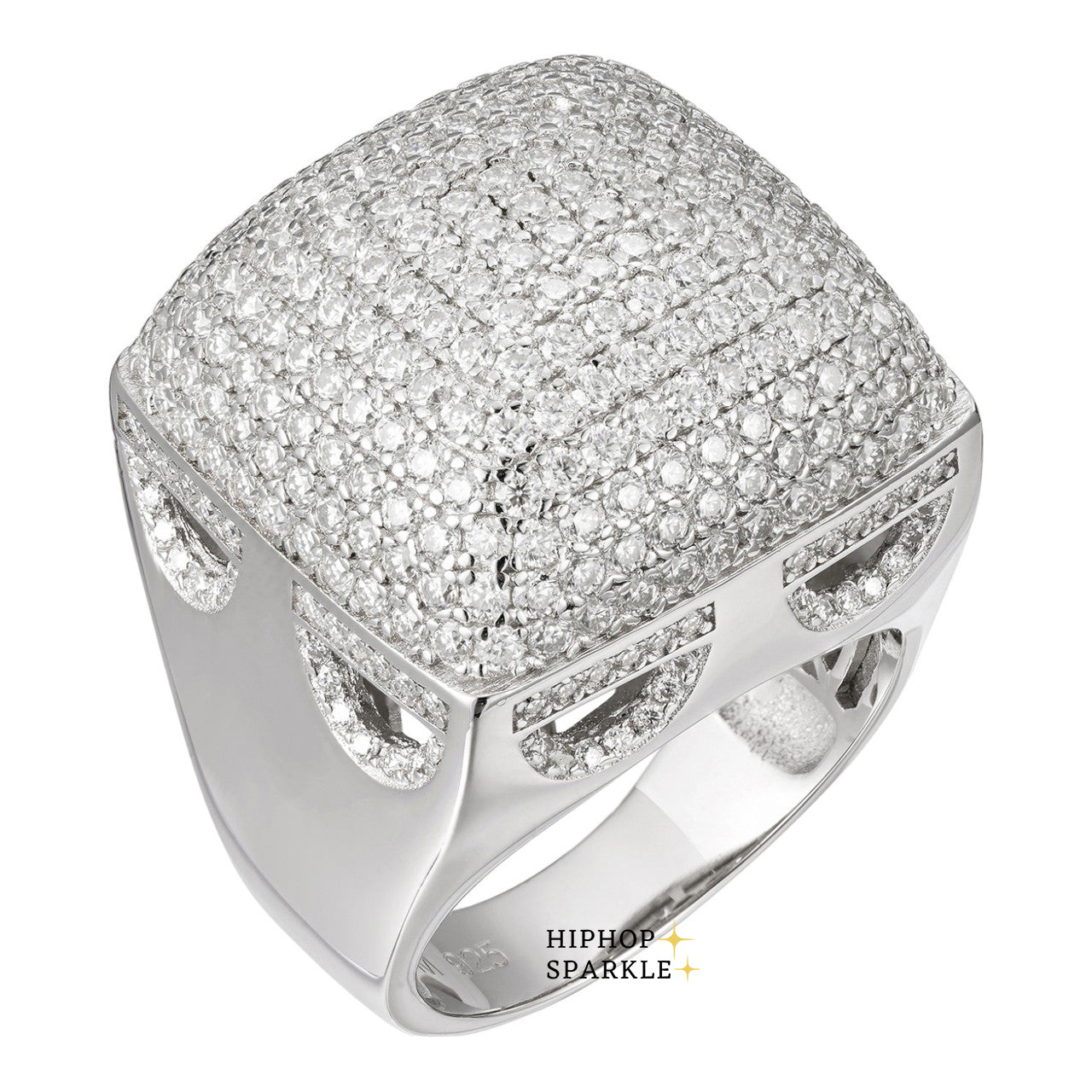 Moissanite Dome Iced Out Ring – 925 Silver