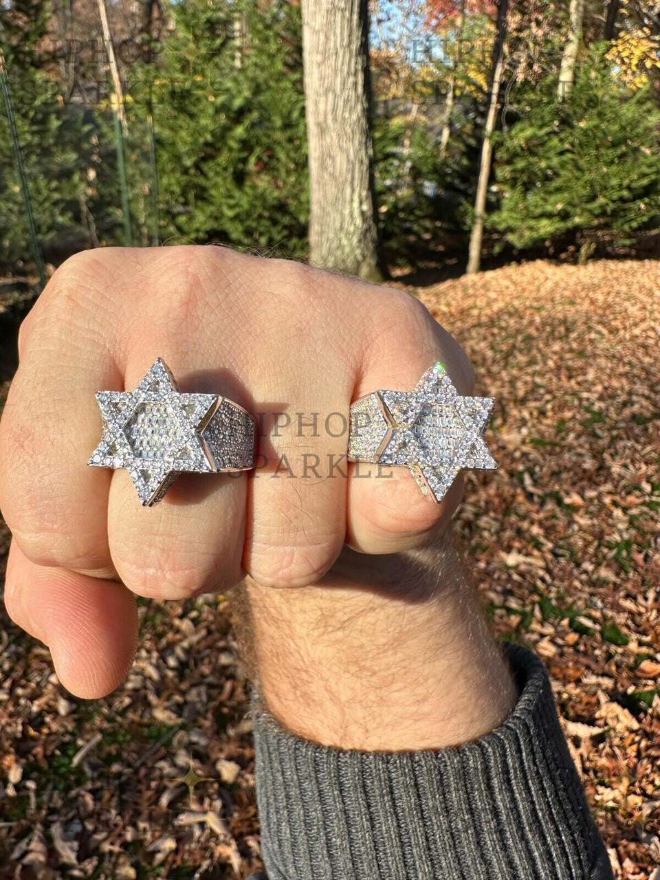 Glamorous Moissanite Star of David Ring – Iced Out Baguette 925 Silver