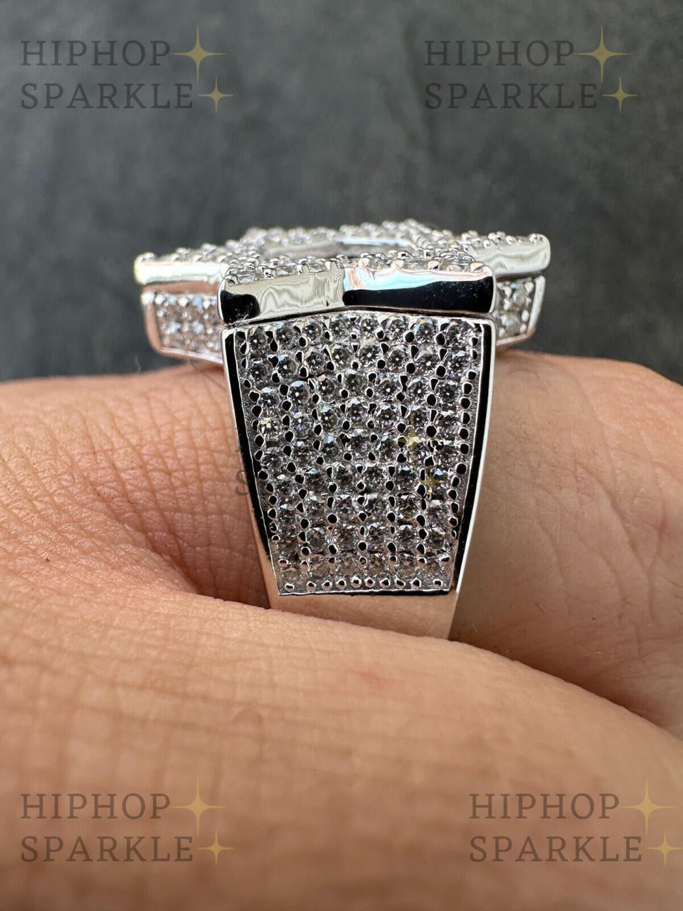 Glamorous Moissanite Star of David Ring – Iced Out Baguette 925 Silver