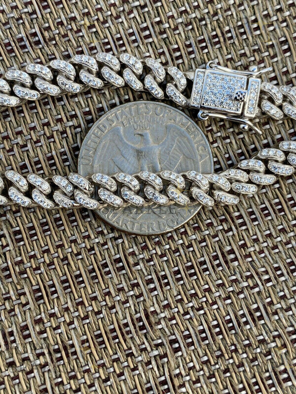 6mm Miami Cuban Iced Solid Silver Chain Necklace - Moissanite - Men's & Ladies