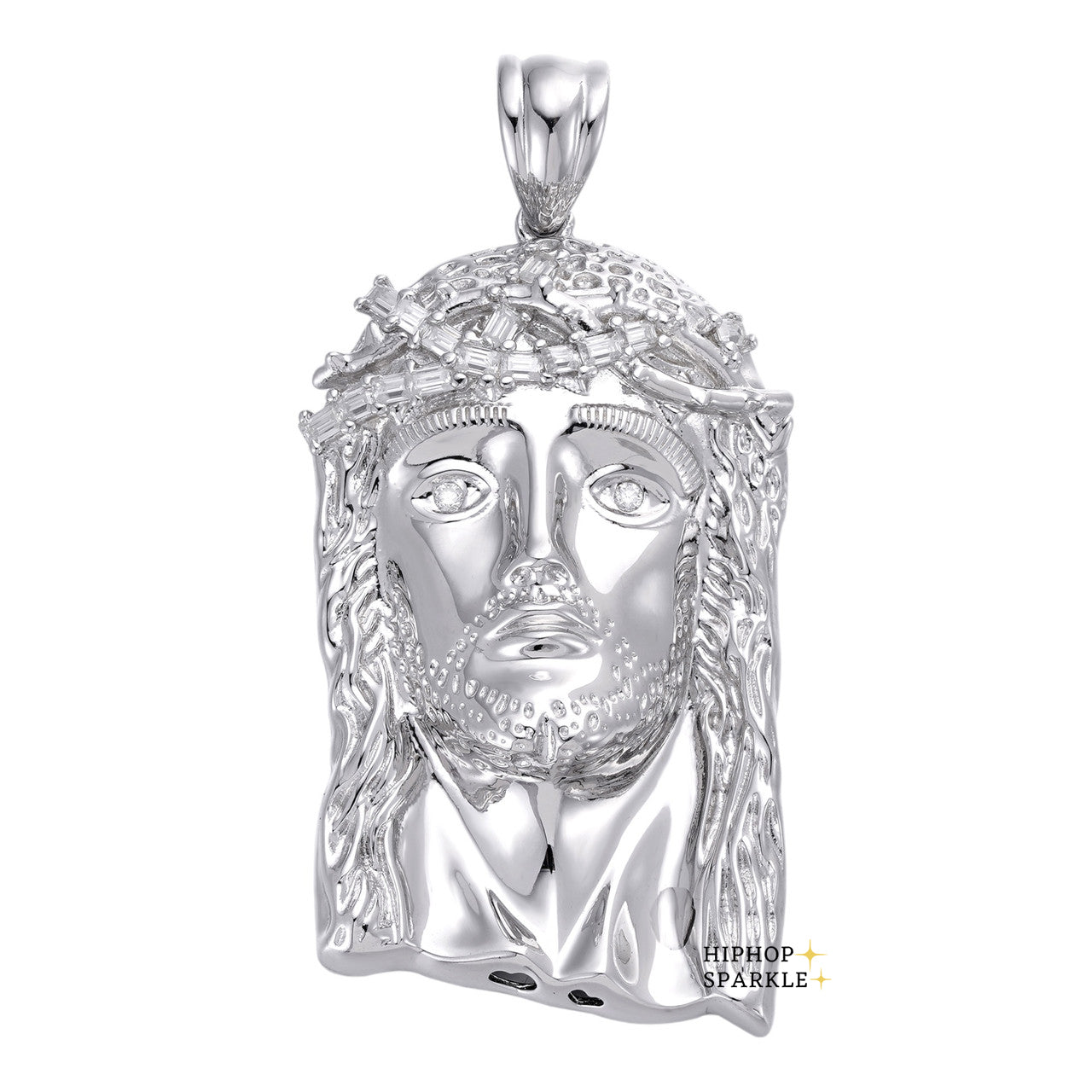 Moissanite Baguette Jesus Piece Pendant - 925 Silver