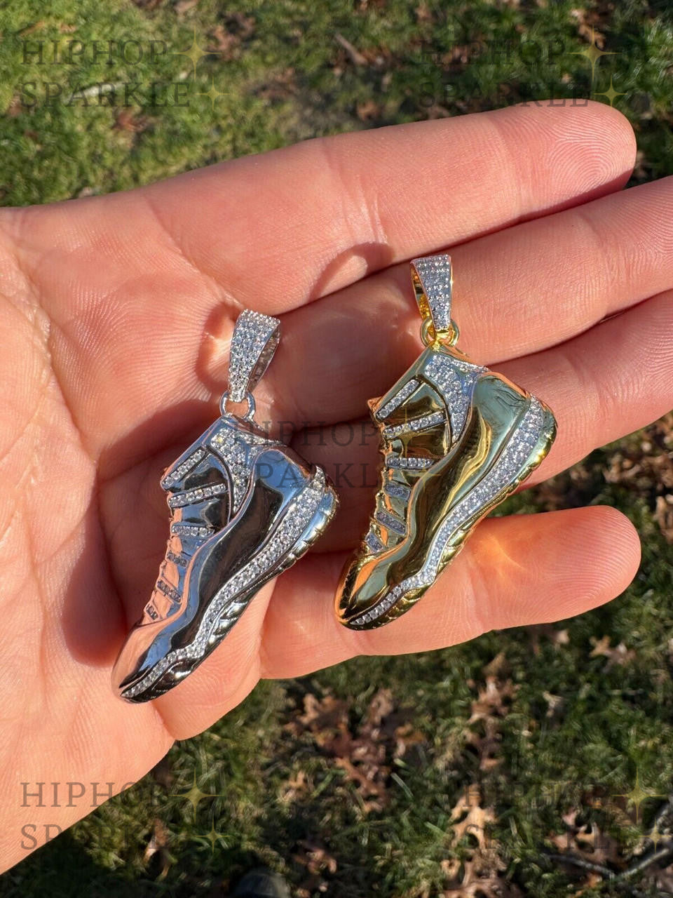 Moissanite Air Jordan Nike Sneaker Pendant - 14k Gold Vermeil & 925 Silver