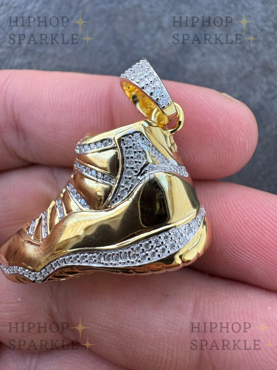 Moissanite Air Jordan Nike Sneaker Pendant - 14k Gold Vermeil & 925 Silver