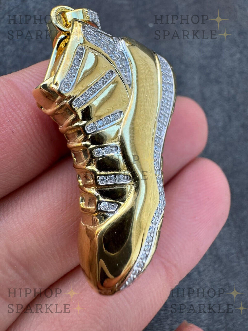 Moissanite Air Jordan Nike Sneaker Pendant - 14k Gold Vermeil & 925 Silver