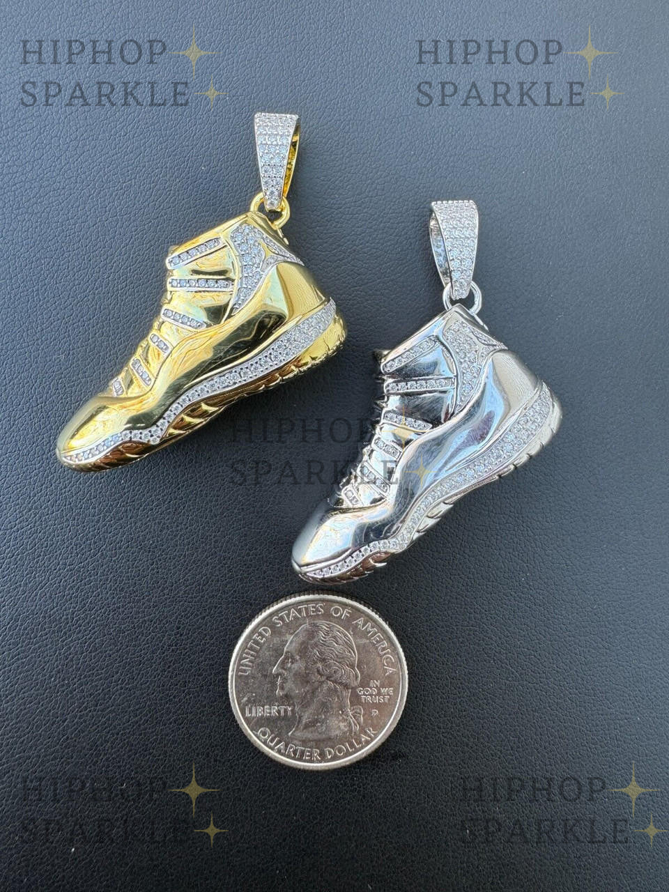 Moissanite Air Jordan Nike Sneaker Pendant - 14k Gold Vermeil & 925 Silver