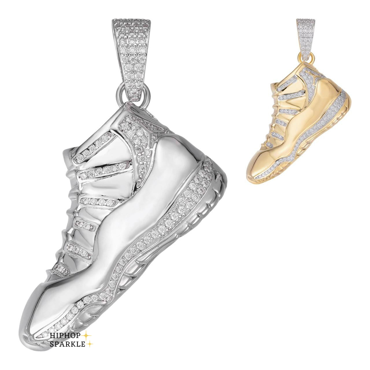 Moissanite Air Jordan Nike Sneaker Pendant - 14k Gold Vermeil & 925 Silver