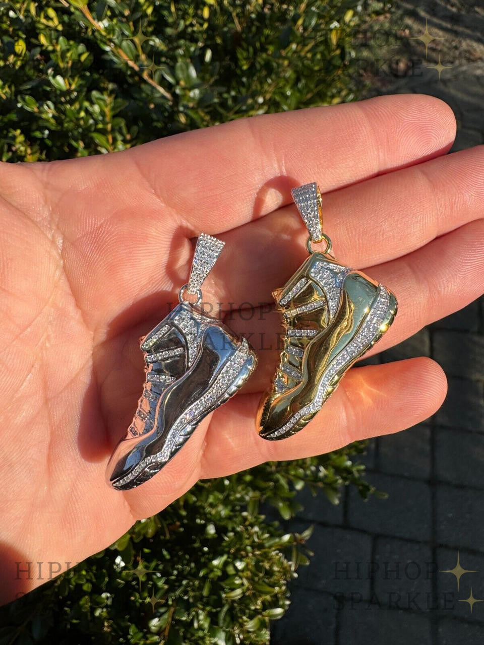 Moissanite Air Jordan Nike Sneaker Pendant - 14k Gold Vermeil & 925 Silver