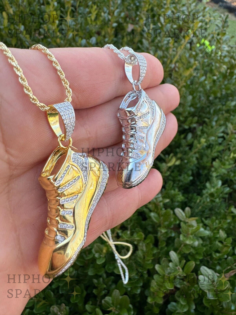 Moissanite Air Jordan Nike Sneaker Pendant - 14k Gold Vermeil & 925 Silver