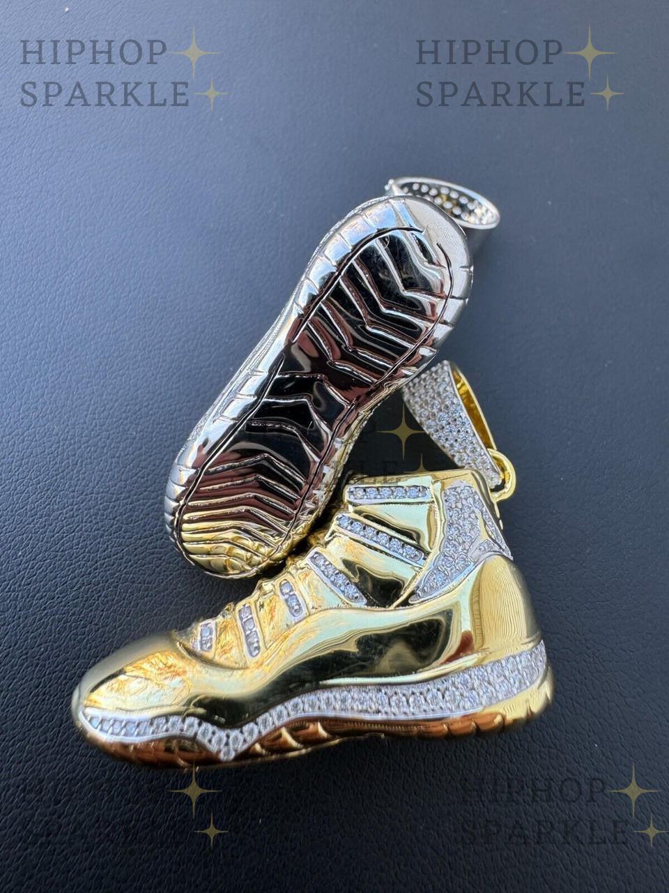 Moissanite Air Jordan Nike Sneaker Pendant - 14k Gold Vermeil & 925 Silver