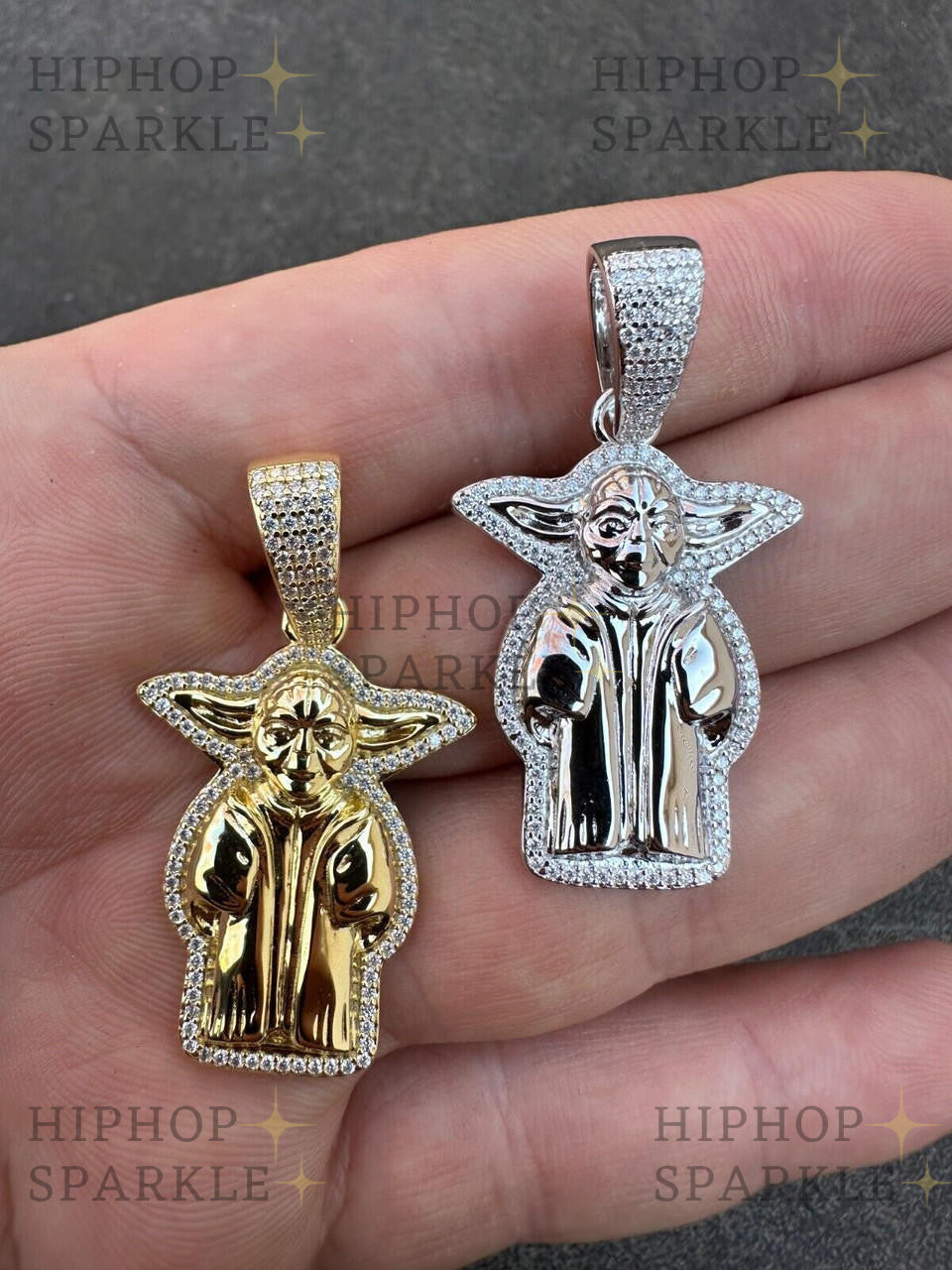 Moissanite Baby Yoda Star Wars Pendant - 14k Gold Vermeil & 925 Silver