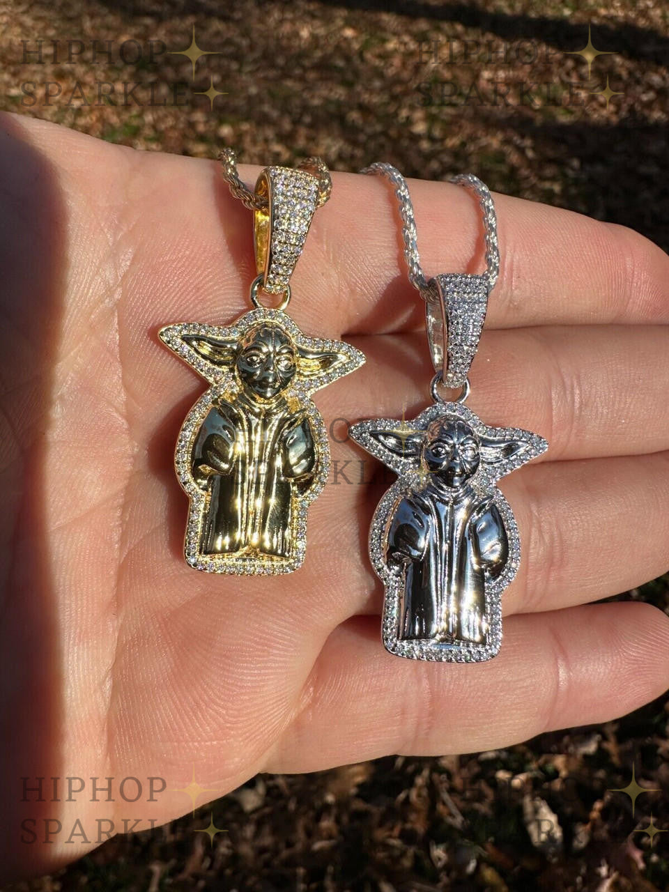 Moissanite Baby Yoda Star Wars Pendant - 14k Gold Vermeil & 925 Silver