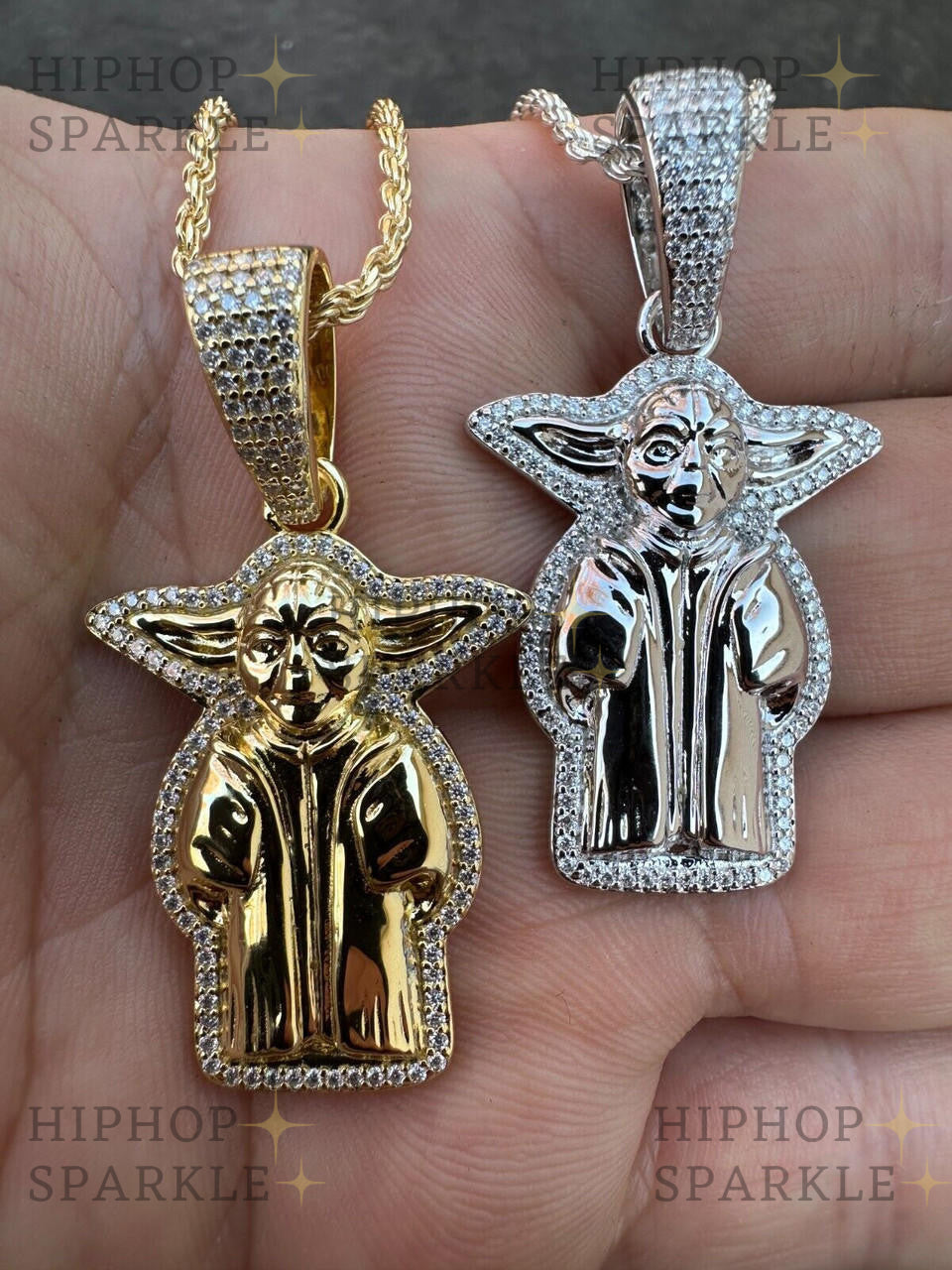 Moissanite Baby Yoda Star Wars Pendant - 14k Gold Vermeil & 925 Silver