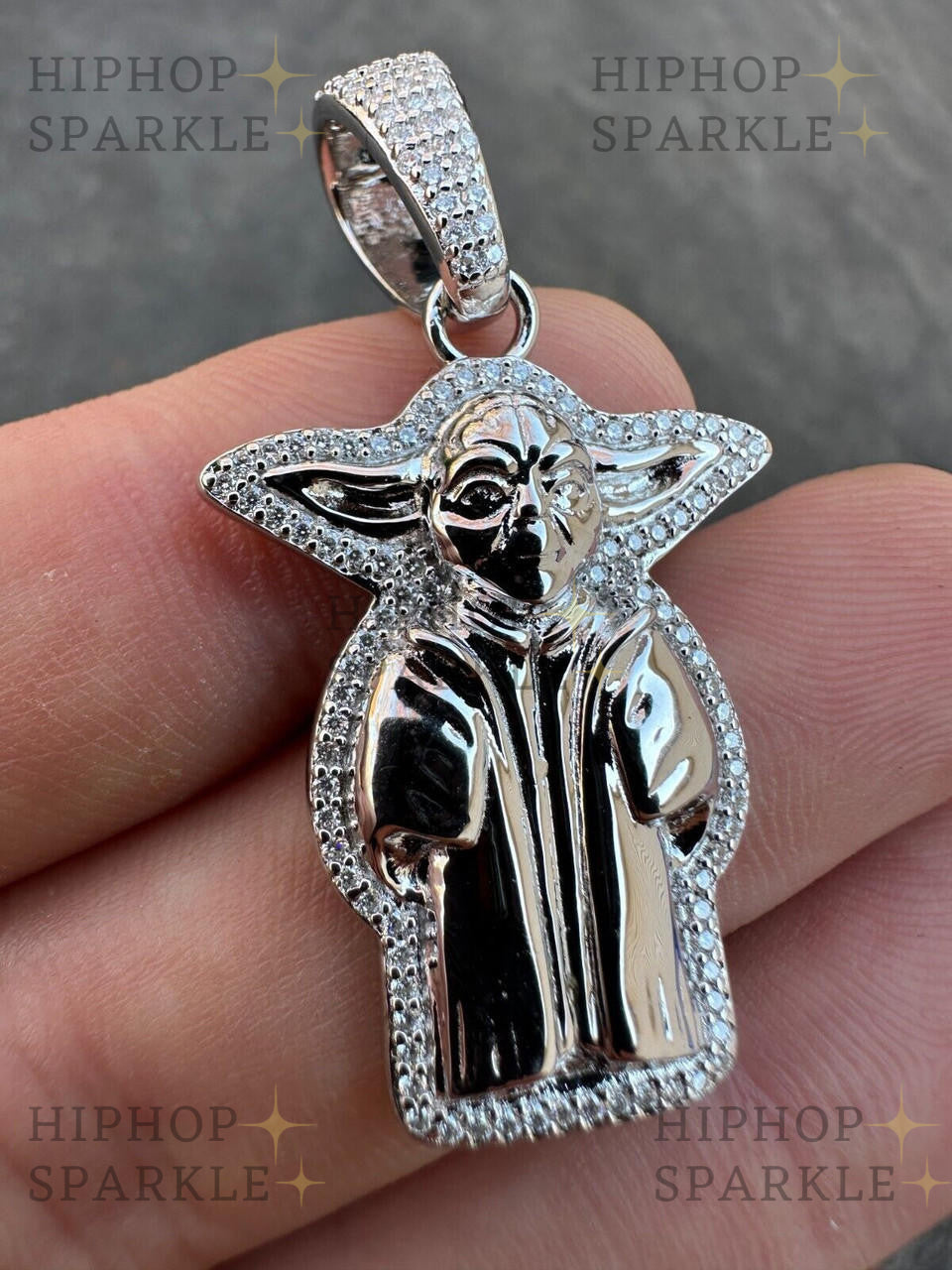 Moissanite Baby Yoda Star Wars Pendant - 14k Gold Vermeil & 925 Silver