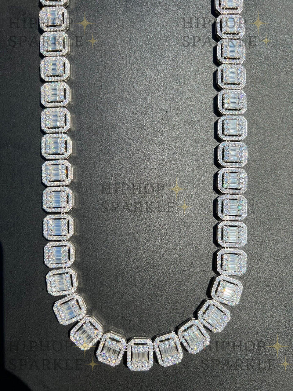 Moissanite Baguette Custom Rapper Chain Necklace - Iced Out - 925 Silver - 16mm - 18-24"