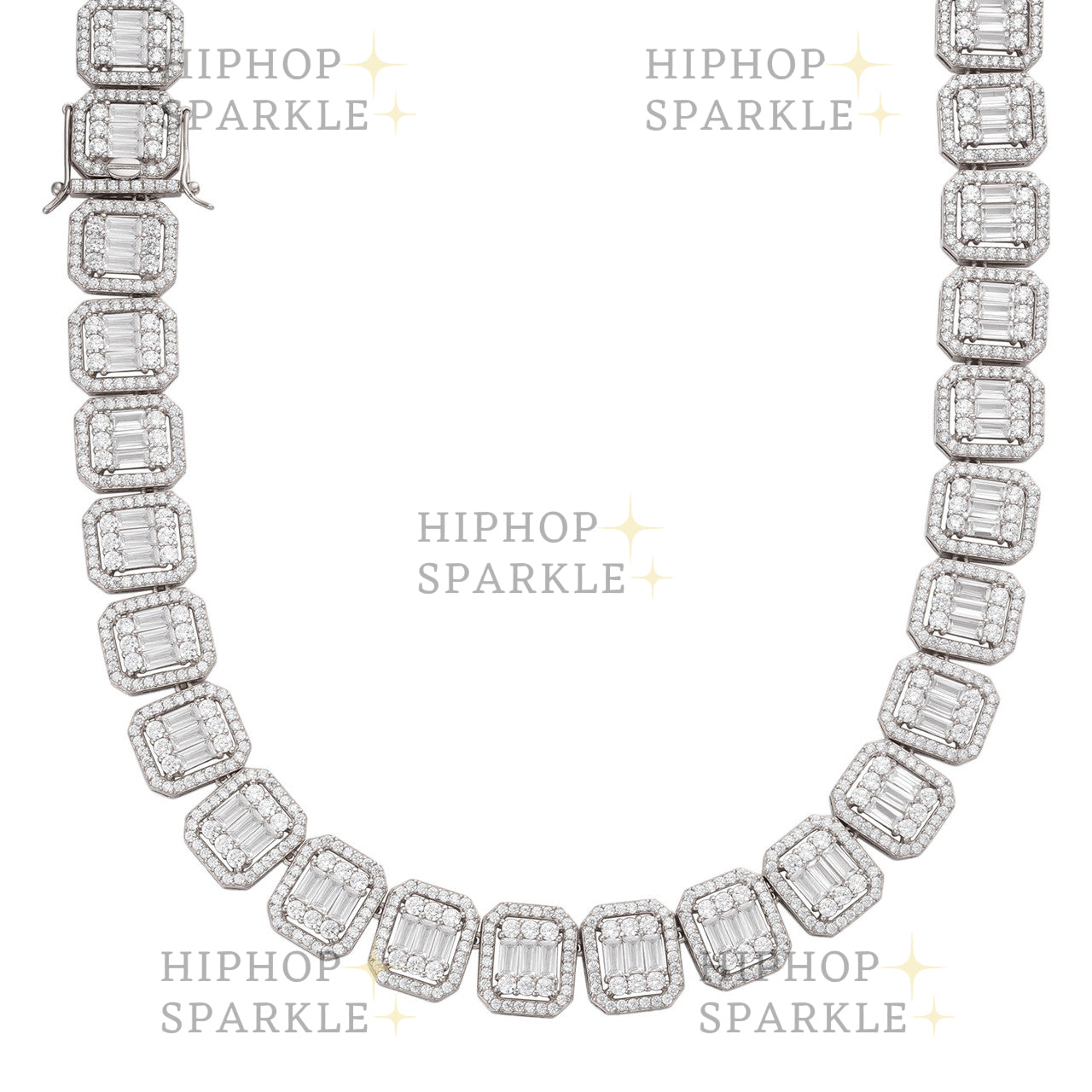 Moissanite Baguette Custom Rapper Chain Necklace - Iced Out - 925 Silver - 16mm - 18-24"