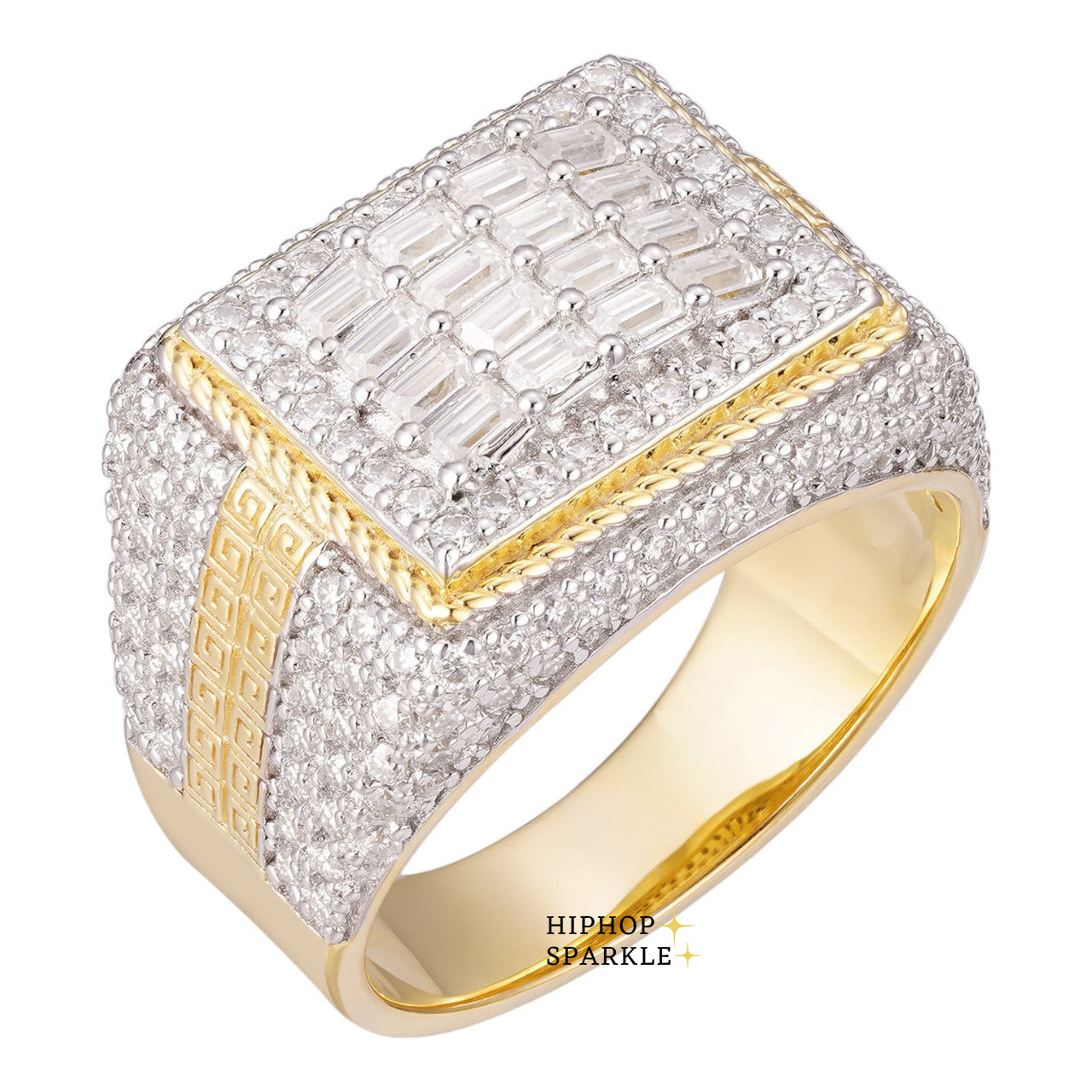 Timeless Moissanite Baguette Iced Out Ring – 14k Gold Vermeil & 925 Silver