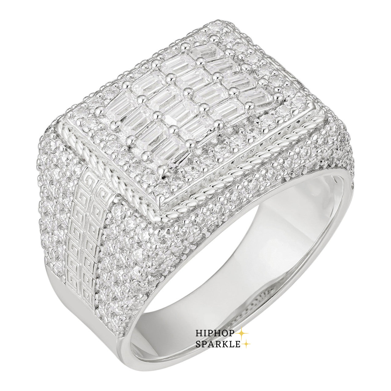 Classic Baguette Moissanite Iced Out Ring – 925 Silver