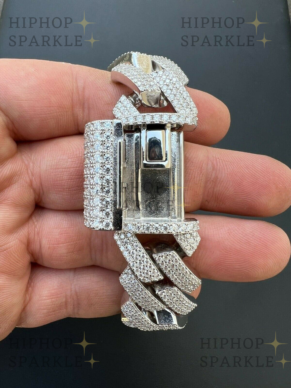 Big 22mm Moissanite Prong Cuban Link Bracelet - 925 Silver Iced