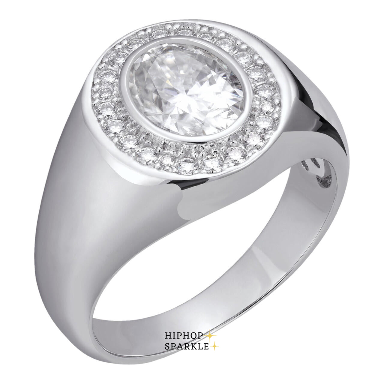 Moissanite Icy Swag Oval Ring – 925 Silver