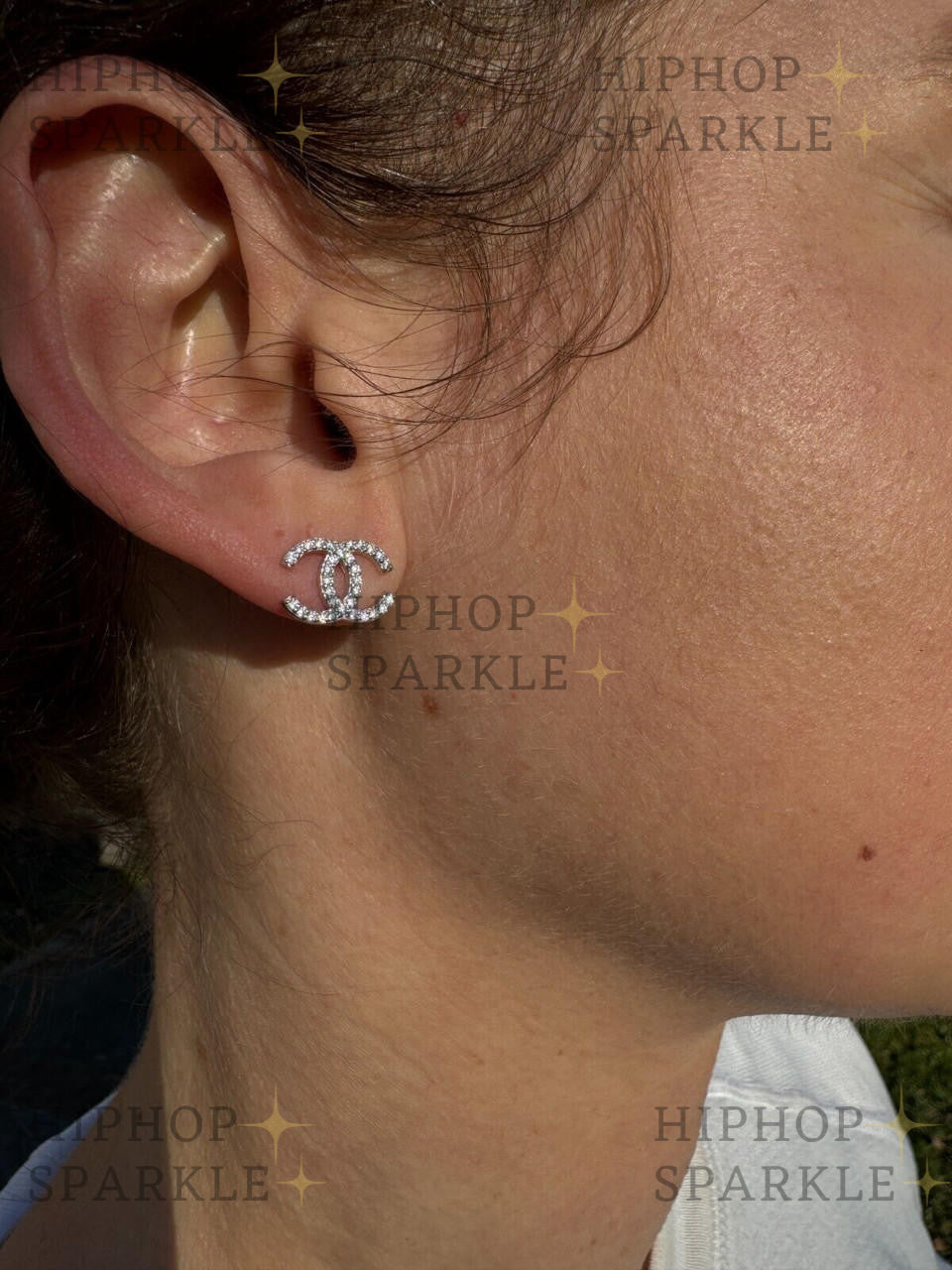 Double C Fashionista Iced Out Earrings - 14k Gold Vermeil & 925 Silver