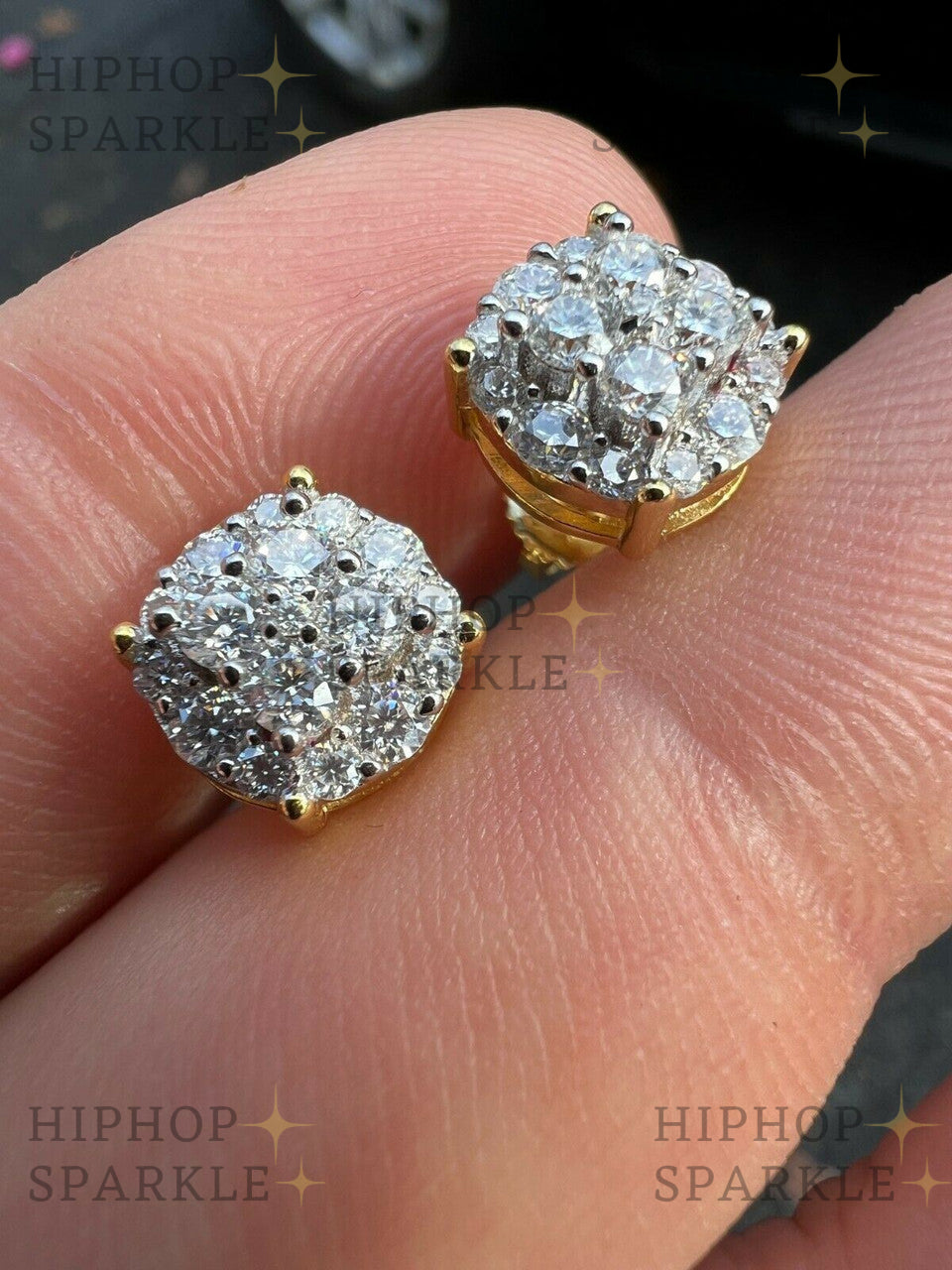 Moissanite Iced Out Culture Earrings - 14k Gold Vermeil & 925 Silver