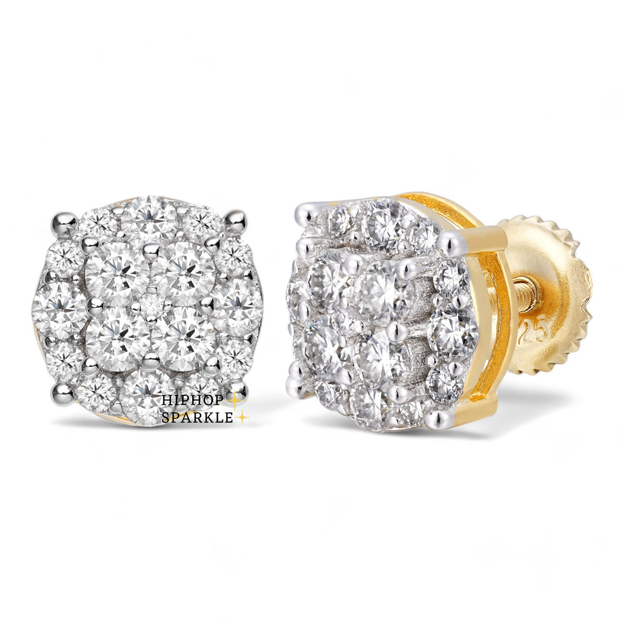 Moissanite Iced Out Culture Earrings - 14k Gold Vermeil & 925 Silver