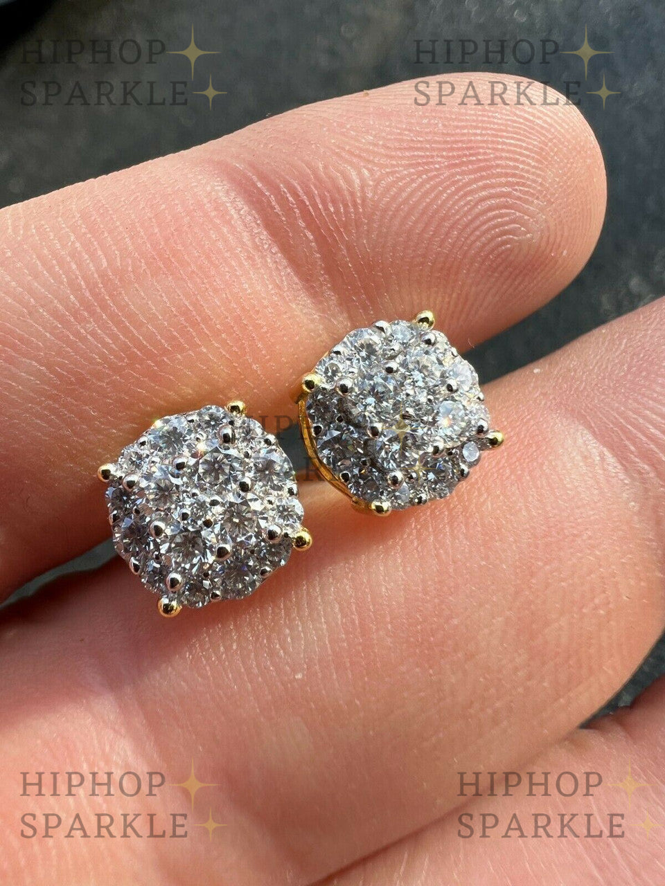 Moissanite Iced Out Culture Earrings - 14k Gold Vermeil & 925 Silver