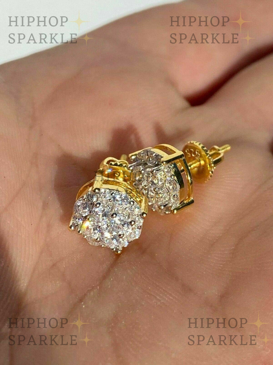 Moissanite Iced Out Culture Earrings - 14k Gold Vermeil & 925 Silver