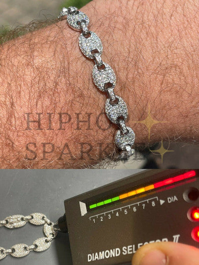 ICED Moissanite Gucci Link Bracelet 12mm Hip Hop - 925 Silver