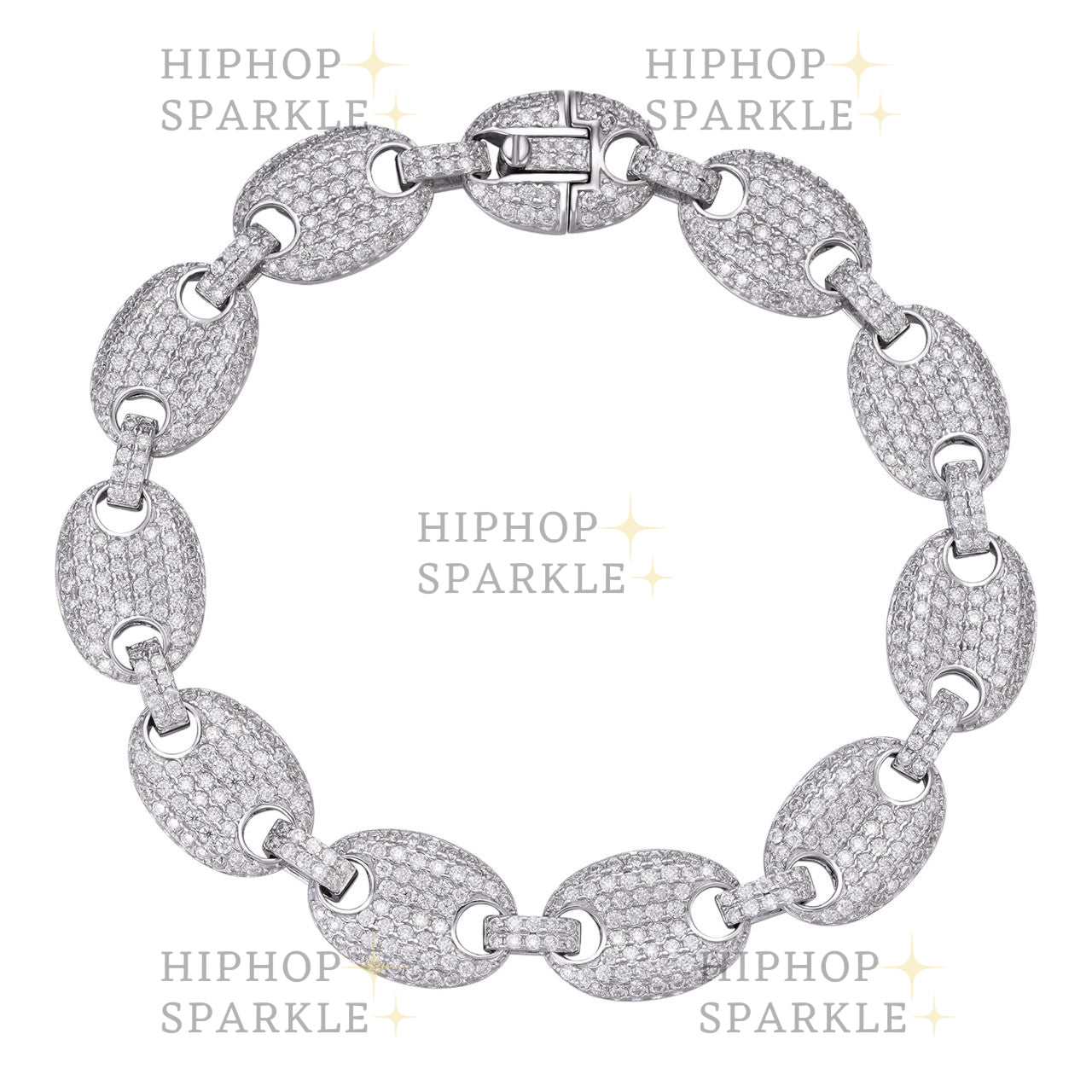 ICED Moissanite Gucci Link Bracelet 12mm Hip Hop - 925 Silver