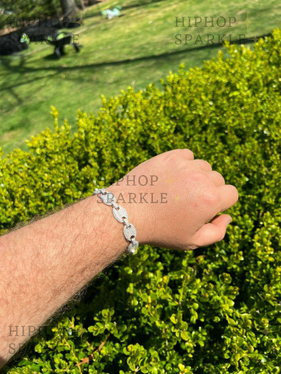 ICED Moissanite Gucci Link Bracelet 12mm Hip Hop - 925 Silver