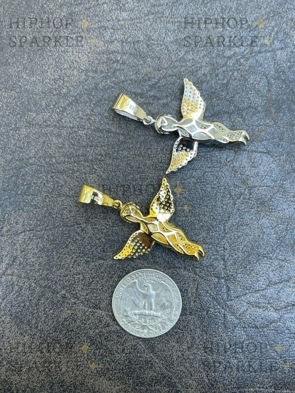 Glamorous Moissanite Praying Baby Angel Pendant – 14k Yellow Gold Vermeil or 925 Silver