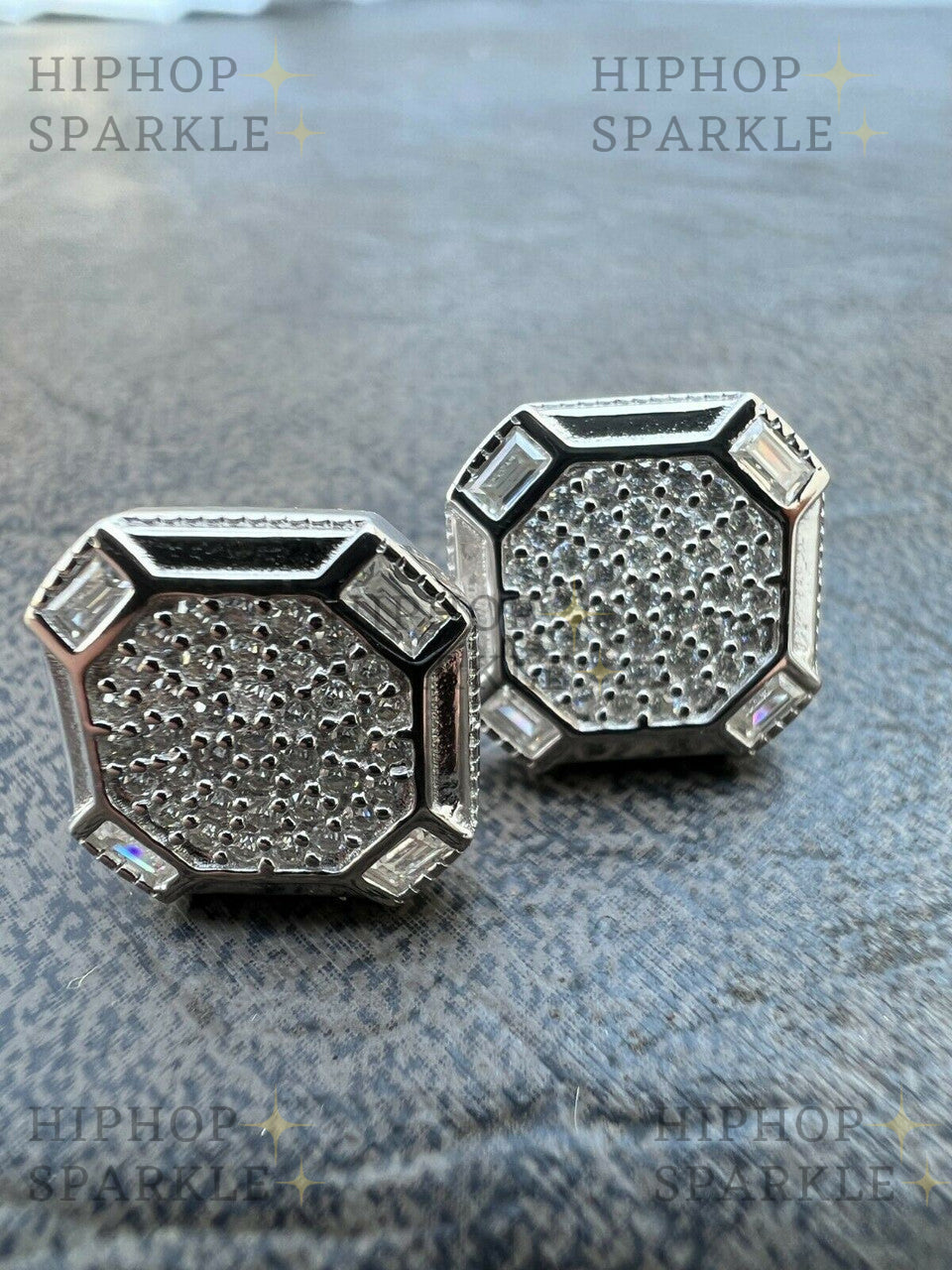 Moissanite Large Octagonal Earrings - 925 Silver