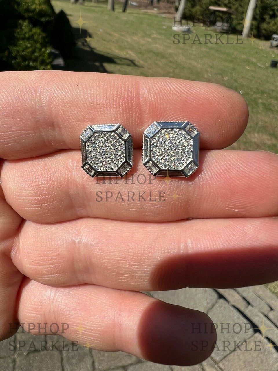 Moissanite Large Octagonal Earrings - 925 Silver