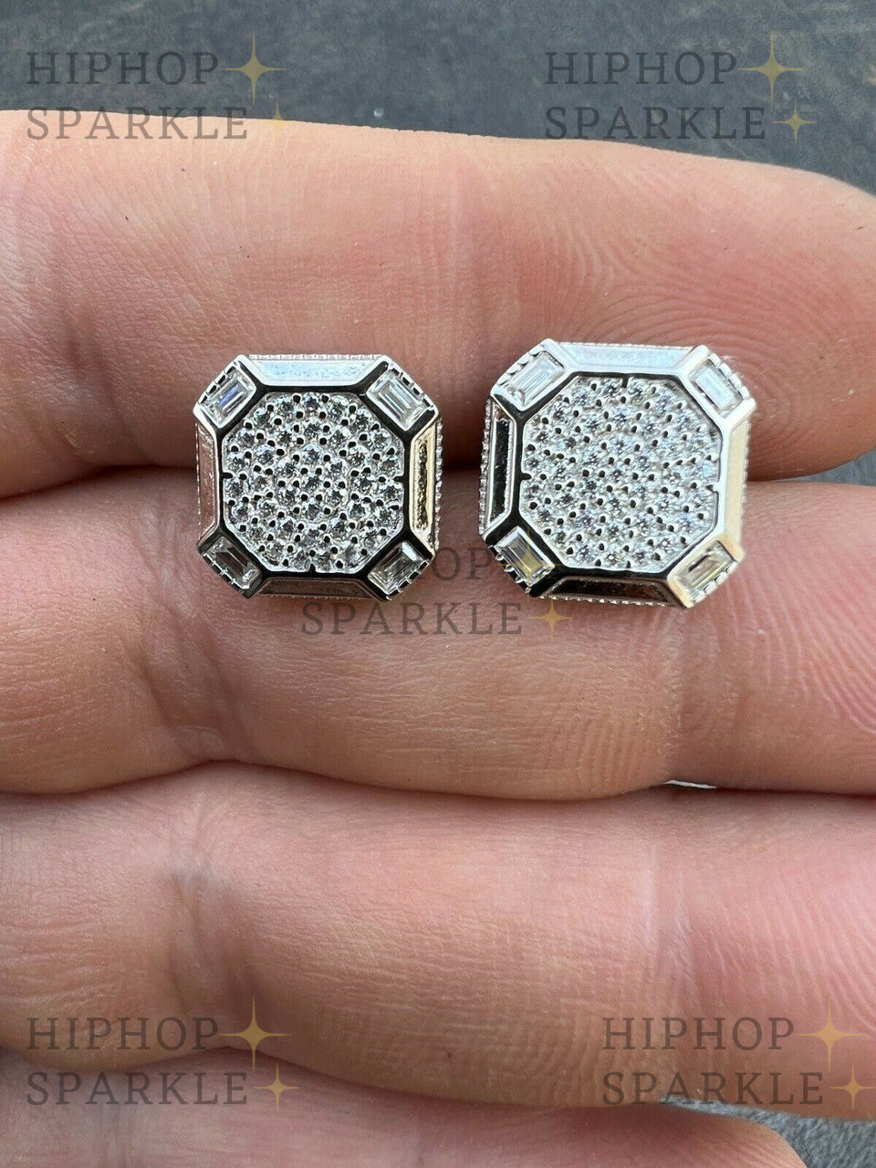 Moissanite Large Octagonal Earrings - 925 Silver