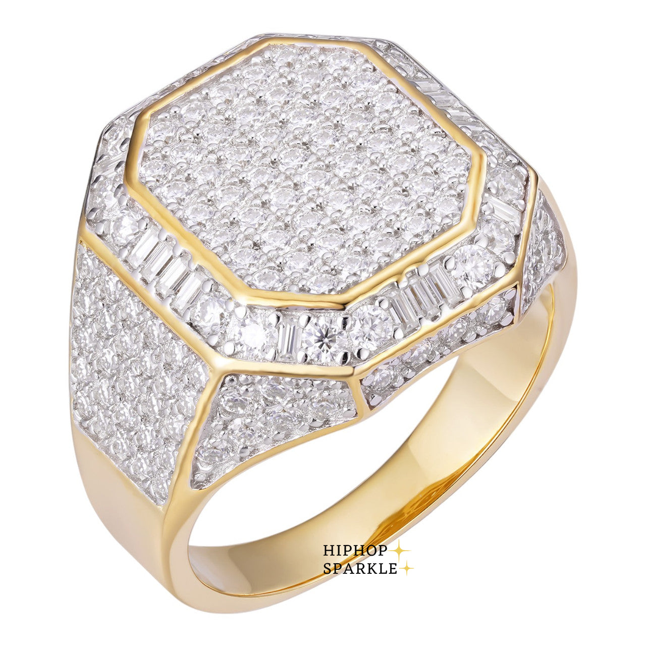 Trendy Moissanite Fresh Vibes Ring – Iced Out 14k Gold Vermeil & 925 Silver