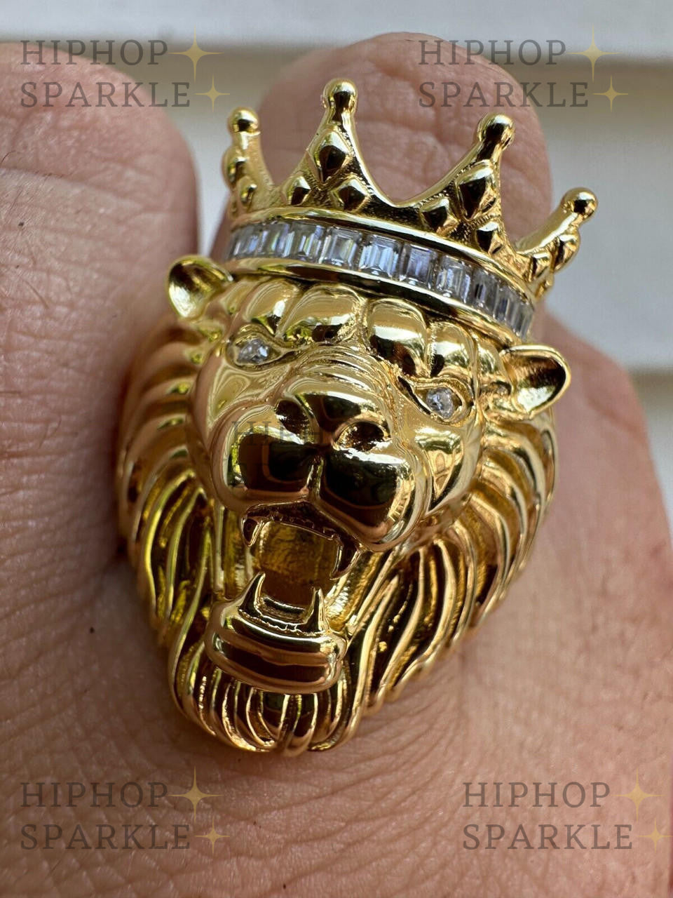 Glamorous Moissanite Rasta King Ring – 14k Gold Vermeil & Silver