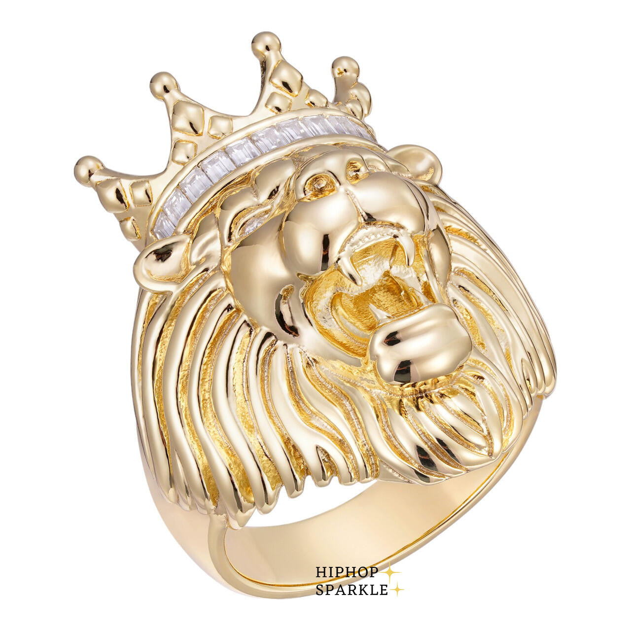 Glamorous Moissanite Rasta King Ring – 14k Gold Vermeil & Silver